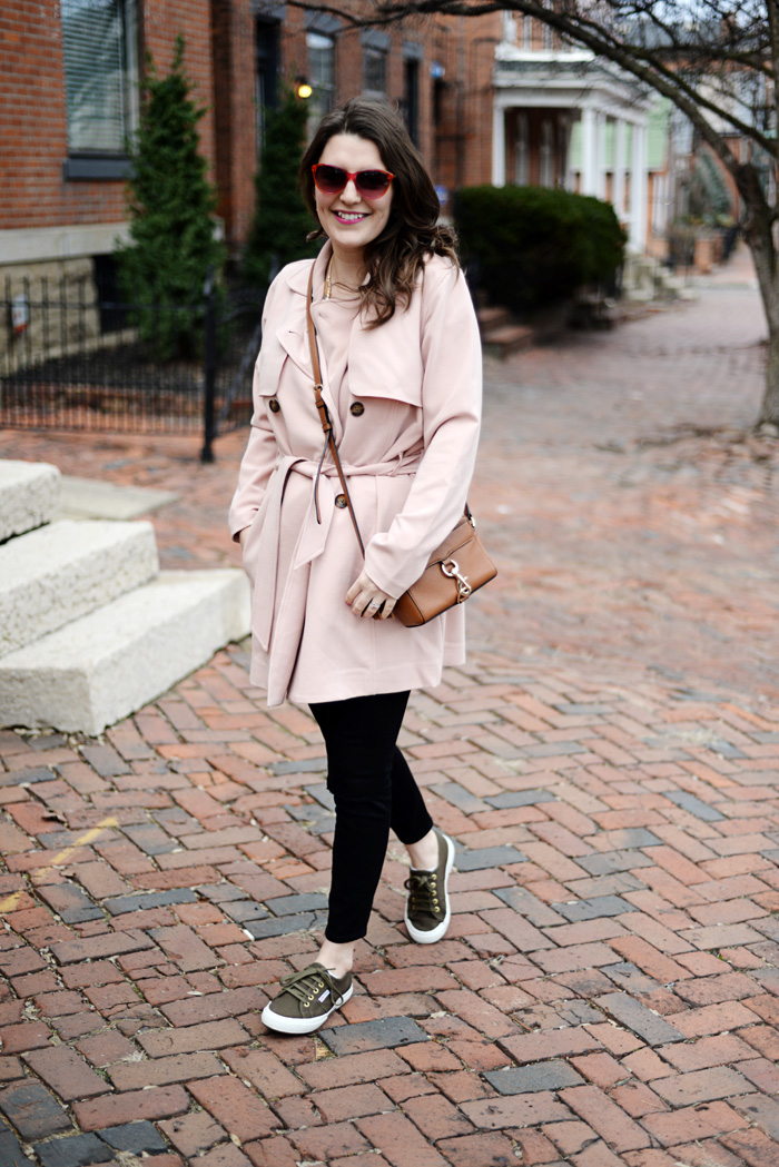 Blush Pink Trench Coat with Abercrombie 
